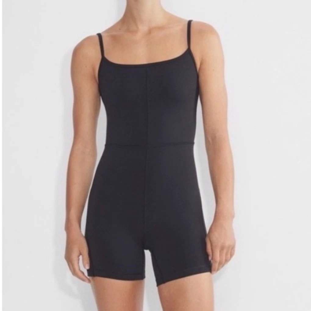 Wilfred Free Aritzia Divinity Romper Bodysuit Size S Black Slimming Adjustable